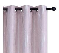 GIRASOLE HOME® Par de cortinas jacquard semiopacas, diseño ondulado, cortina suave térmica, aislante, para sala de estar, dormitorio e interior, 2 paneles con ojales (140 x 275 cm)