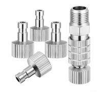 Girftong Juego de 5 piezas de desconexión rápida de aerógrafo con válvula, kit adaptador de acoplador macho de metal para pintura, fabricación de modelos, reparación de automóviles, acabado plateado