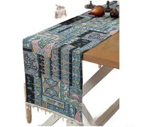Girftong Mesa bohemia para corredor con encaje de cuentas de concha, bordado de poliéster jacquard para comedor, mesa de centro, decoración del hogar, beige, 35 x 120 cm (C)