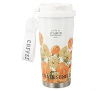 Girftong Taza de viaje aislada, frasco de vacío de doble pared de acero inoxidable de 500 ml, taza térmica portátil a prueba de fugas para camping, senderismo, oficina (E)