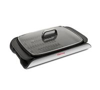 Girmi BQ91 Parrilla y Barbacoa Eléctrica, 2000W, Placas Antiadherentes XL 40 x 30 cm de Doble Uso, Sin Humo, Tapa de Vidrio Templado, Temperatura Regulable, Bandeja Recogegrasas, Color Gris