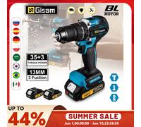 Gismis 65N.m 13MM 35 + 3 Torque Taladro de impacto eléctrico sin escobillas Destornillador eléctrico inalámbrico Herramienta eléctrica para Makita 18V Pin de batería No Battery No Plug