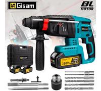 Gismis-taladro de Martillo eléctrico sin escobillas, martillo rotativo multifuncional, Taladro de impacto inalámbrico para Pin de batería Makita de 18V, 26mm No Battery No Plug