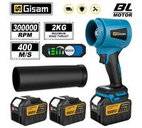 Gismo 300000 Sopladores Turbo eléctricos sin escobillas RPM, ventilador de chorro de 400 M/S, soplador de hojas de mano, soplado de polvo para pines de batería Makita de 18V No Batter No Charger