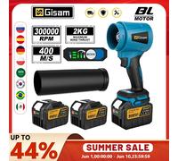 Gismo 300000 Sopladores Turbo eléctricos sin escobillas RPM, ventilador de chorro de 400 M/S, soplador de hojas de mano, soplado de polvo para pines de batería Makita de 18V 1 Battery Set