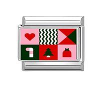 Gissroys Abalorios italianos de conexión de acero inoxidable adornos de Navidad accesorios adecuados para la fabricación de pulseras accesorios rojos navideños, talla única, como se describe