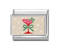 Gissroys Abalorios italianos de conexión de acero inoxidable adornos de Navidad accesorios adecuados para la fabricación de pulseras accesorios rojos navideños, talla única, como se describe