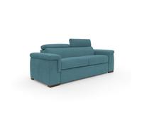 Giunone sofá cama convertible con colchón de 18 cm y reposacabezas reclinables en tejido impermeable 240 cm (mat. 160x197 cm) azul claro