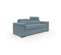 Giunone sofá cama convertible con colchón de 18 cm y reposacabezas reclinables en tejido impermeable 200 cm (mat. 120x197 cm) azul claro