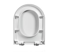 Giural 2B 42x33cm,Tapa WC en Forma de D, Asiento para Inodoro de Cierre Suave, Tapa de Inodoro Bisagras Ajustables, Desmontaje rápido, Fácil de Limpiar, Blanco