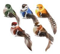GIUSOBG 5 Piezas Pajaros Decorativos Pájaros de Imitación con Plumas Pájaro Decorativo Colorido Pájaro Decorativo con Pinza para Manualidades DIY Decoración Jardín de Casa Adorno de Fiesta de Boda