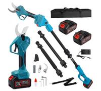 GJCrafts Tijeras de podar eléctricas con pértiga telescópica de 2,3 m | Pantalla LCD | Batería de 21 V (2 x 3,0 Ah) | Diámetro de corte de 40 mm | Compatible con Makita (2IN1)