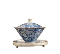 GJgfjGHK Taza infusora de té retro Ru Horno Tureen de cerámica Sancai Cover Bowl Tea Maker Gaiwan Can Raise Kung Fu Teaware (B 130 ml)