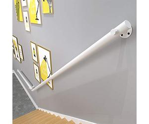 GJIF Pasamanos: Kit Completo, Pasamanos De Escalera De Pino Blanco Redondo Antideslizante, Hogar contra La Pared, Loft Interior, Barandas para Ancianos, Pasamanos