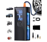 GJOSYOI Inflador de neumáticos portátil, bomba de neumáticos inalámbrica con manómetro digital de 150 PSI y luz LED, 2 bombas de aire de inflado rápido para coches, bicicletas, motocicletas, pelotas