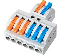 GKEEMARS 10 conectores de alambre de palanca, conectores de cable de cableado rápido, bloque de terminales de alimentación (2 en 6 salidas)