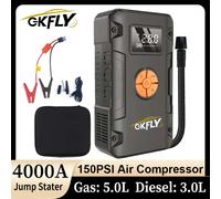 GKFLY 2000A 4000A bomba de aire de arranque de coche 4 en 1 compresor de aire banco de energía arranque de batería de coche inflador de neumáticos automático