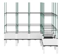 GKHPYURE Jardinera rectangular blanca 160 x 120 x 142,5 cm con celosía, maceta elevada de polipropileno para plantas trepadoras, enrejado de jardín para patio y terraza