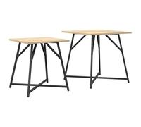 GKHPYURE Juego de 2 mesitas de roble Sonoma y negro 50 x 50 x 50 cm y 40 x | Madera de ingeniería,metal,diseño industrial,forma cuadrada,uso interior,sala de estar,sofás y sillones