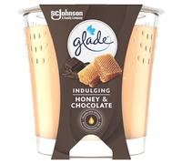 Glade Vela en tarro, vela perfumada con aceites esenciales, hasta 42 horas de combustión, miel y chocolate, 129 g