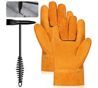 Glarks 2 martillos de soldadura de 250 mm con mango de resorte helicoidal y un par de guantes de soldadura, juego de herramientas de eliminación de martillo de escoria de soldadura para eliminar