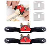 Glarks 2 piezas de 25,4 cm de plano de radios ajustables con base plana y hoja de metal, herramienta de mano de trabajo de madera y 2 cuchillas adicionales para manualidades de madera