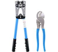 Glarks 2 piezas de crimpadora de cables para terminales de trinquete Cu/Al Terminal alicates para electricista con cortador de cables para 10, 8, 6, 4, 1/0 AWG, corte y prensado de cables de alambre