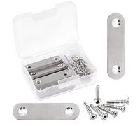 Glarks 20 juegos de soportes rectos planos de acero inoxidable de 60 mm, placas de unión de reparación, conector de soporte de fijación y 40 tornillos autorroscantes (60 mm)
