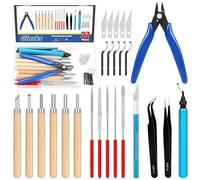 Glarks 27 Piezas de Kit de Herramientas para Impresora 3D, Incluye 1 Herramienta Desbarbadora con 6 Cuchillas, 1 Cuchillo Exacto con 5 Cuchillas, 1 Cortador a Ras, 2 Pinzas, 5 Limas de Aguja