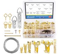 Glarks 500 piezas 10 lb a 75 lb Kit para colgar cuadros, Heavy Duty Picture Hanger Frame Hook Hardware con clavos, ganchos, tornillo Eyes, D Ring y Sawtooth Hanger para marco de montaje en pared