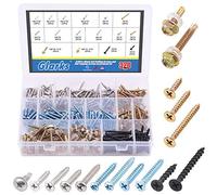 Glarks Juego de 320 tornillos autoperforantes mezclados y tornillos autorroscantes surtidos, 16 tipos diferentes de tornillos de madera, tornillos de chapa metálica y tornillos de yeso para madera