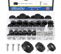 Glarks Juego de 52 patas de goma atornilladas, 18 mm, 24 mm, 30 mm, almohadillas negras antideslizantes para muebles, electrónica y electrodomésticos