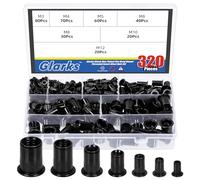 Glarks Kit de Tuerca de Remachado M3-M12 Cabeza Plana Acero Inoxidable Galvanizado Negro 320 Piezas