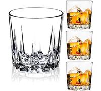 GLASKEY Vasos de Whisky, Juego de 4 Vasos Whisky Cristal Lujo sin Plomo de 300ml, Vaso de Whisky para Cocktail Ron Vodka Escocés Ginebra Coñac Agua