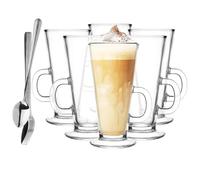 Glasmark KROSNO 1992 Vasos Conjunto De 6 Piezas 250 ml Café Con Leche Con Cucharitas Apto Para Lavavajillas Duradero Agua Jugos Bebidas
