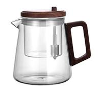 Glass Teapot with Infuser - Glass Teapot with Strainer and Wood Handle | Heat Resistant Ergonomic Tea Maker Kettle for Living Room, Restaurant, Home, Office, Tea Brewing