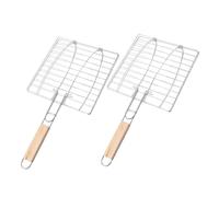 GLEAVI 2 Cestas Para Parrilla De Pescado Y Carne Con Mango Antiescaldadura Rejilla Metálica Para Barbacoa Al Aire Libre Fácil De Limpiar 16.73X8.66X0.78In