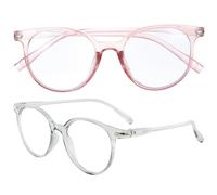 GLEAVI 2 Gafas Antideslumbrantes Lentes Azules para Hombre y Mujer, Diseño Sencillo y Cómodo, Montura de Plástico Transparente, Bloqueo Eficaz de Luz Azul
