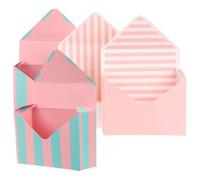 GLEAVI Caja para Envolver Flores 4 Unidades Papel Resistente Sobres para 2 Azul Rayas 2 Rosa Vertical para Obsequio Bodas Cumpleaños Floristería