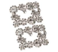 GLEAVI Hebillas para Zapatos Clips y Gemas de Imitación Adornos Metálicos Plateados para Mujer 1 Par Decoración Elegante para Bodas Fiestas y Uso Diario