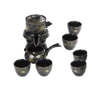 GLEAVI Juego de Té de Cerámica Negro Diseño Semiautomático, Kit de Tetera Clásico para Oficina y del Té Estilo Retro y Uso Múltiple