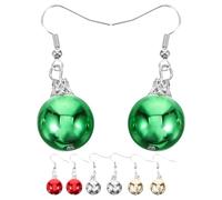 GLEAVI Pendientes de Campana de Navidad Multicolor Colgantes de Bola Navideña 4 Pares para Fiesta y Decoración Navideña Festivas para Uso Diario y Regalos