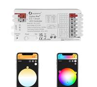 GLEDOPTO Controlador LED ZigBee 3.0 Pro+ 5 en 1, RGBCCT RGBW RGB CCT Variador, 12-24 V, 20 A, Cinta LED Inteligente