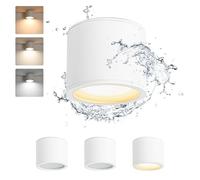 Gleonlux Foco Techo IP44 Blanco, Focos Superficie Impermeable, Focos LED Interior Techo 6W GX53 3CCT 3000K Cálido/ 4000K Natural/ 6500K Frio, Aplique Techo Aluminio Redonda para Baño, 4 Pcs