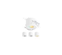 Gleonlux Focos LED Interior de Techo Blanco, Superficie IP44 3CCT 3000K Cálido/4000K Natural/6500K Frío, 5W Módulo LED, Aplique en Aluminio Redondo Impermeable para Baño, 4 Pcs