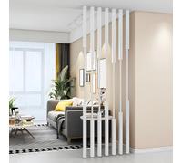GLETSF Post Modern Room Divider - 7 Pack Metal Partition Screen with Mounting Kits, Adjustable 3-6 Feet, No Drill Installation, Stylish Small Space Decor-White-H165cm/65in/5.41ft