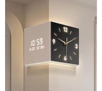GLETSF Reloj de Pared Iluminado de Doble Cara con Sensor - Aplique de Esquina Elegante para Sala de Estar y Dormitorio, Negro + Blanco - 30 * 30 * 30 cm,Black+white-30 * 30 * 30cm