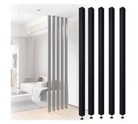 GLETSF Tall Black Wooden Wall Divider, Floor-To-Ceiling Partition Screen, 1.2-2.4M Adjustable Room Divider, Stylish Slats For Home Or Office, 110Cm Wide X 195Cm High-W 65cm-H180cm/70.8in/5.9ft