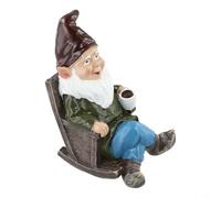 Glewi Adorno de resina para silla mecedora de gnomo de jardín, 10,5 x 7 x 15 cm, estatua resistente a la intemperie para decoración de césped de patio al aire libre