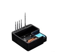 Glewi Caja de escoria de soldadura para estación de soldador, colector de residuos ABS resistente al calor con esponja 10x10x4cm negro para limpieza de taller